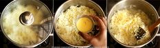 three pictures show how to make rice with butter