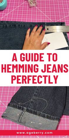 A visual tutorial on hemming jeans while preserving the original hem, showcasing the process of hemming jeans and keeping original hem intact. Hemming Jeans With Original Hem, Hem Jeans With Original Hem, How To Hem Curtains, Jeans Hem, Hemming Jeans, Sewing Hems, Original Hem, Blind Hem, Diy Jeans