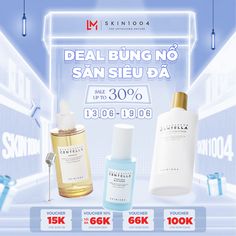 an ad for skinfood's beauty products is shown in blue and white