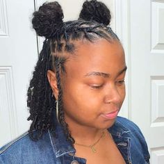 Short Dreads Styles, Women Loc Styles, Blue And Black Braids, Black Braids Hairstyles, Dread Journey, Locks Hairstyles, Locs Natural Hair, Locs Natural