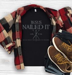 Jesus Nailed It Men's Tee Nailed It, Prism Color, Christian Clothing, Silk Screen, Fashion Tees, In America, Mens Tees