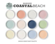 the coastal beach paint palette is shown in various colors