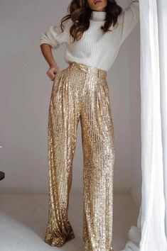 Gold sequin pants, gold sparkle pants, christmas dress pants, gold pants, gold gameday pants Luxury Designer Pants For Festive Occasions, Luxury Elegant Wide Leg Pants For Parties, Luxury Party Wide Leg Pants For Women, Luxury Glamorous Wide Leg Pants For Party, Luxury Wide Leg Party Pants For Women, Luxury Wide Leg Pants For Party Season, Luxury Wide Leg Bottoms For Party Season, Elegant Sequin Pants, Homecoming Sequin Pants