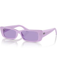 From Ray-Ban&#x2C; these unisex sunglasses feature:Plastic/Acetate frameRectangle shapeSolid lensRx ableNon-polarizedApprox. 54mm lens- 17mm bridge- 145mm templeImported. Modern Purple Sunglasses For Spring, Classic Purple Polarized Sunglasses, Purple Square Frame Sunglasses With Gradient Lenses, Classic Purple Tinted Sunglasses, Modern Purple Sunglasses With Square Frame, Modern Purple Square Frame Sunglasses, Purple Square Frame Sunglasses With Uv Protection, Fashion Moodboard, Rectangle Sunglasses