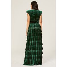 Green velvet (100% Polyester). Column. Sleeveless. Plunge neck. Back zipper closure. See size and fit notes for length measurements. Imported. Emerald Velvet, Velvet Gown, Rent The Runway, Green Velvet, Measurement Length, Plunging Neckline, Bronx, Emerald, Velvet