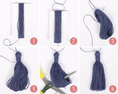 instructions to make tassels with yarn and scissors