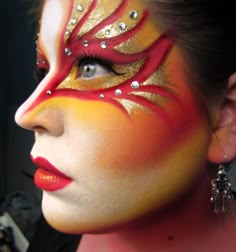 Carnaval Make-up, Dragon Makeup, Bird Makeup, Fire Makeup, Fantasy Make-up, Halloweenský Makeup, Drawing Realistic, Special Effects Makeup