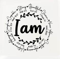 the word i am written in black ink on a white background with lots of writing