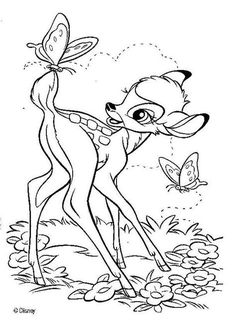 the little deer from disney's animated movie, fawn and her butterfly friend