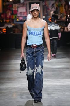 Fall 2023, Fashion Show Collection, Fit Inspo, Outfits Ideas, Male Model, Distressed Denim, Runway Fashion, Nasa, Cool Shirts