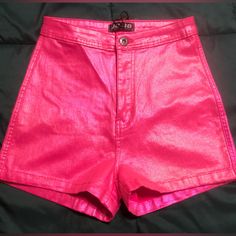 Vate Your Summer Wardrobe With These Stunning Jc & Jq Shorts In A Vibrant Metallic Hot Pink Shimmery Pattern. These High-Rise Shorts Feature A Flat Front And A Stylish Boyfriend Design, With A 2 3/4 Inch Inseam And 2 Back Pockets For Added Convenience. The Stretchy Fabric Is Made Of A Blend Of Polyester, Spandex, And Cotton, Ensuring A Comfortable And Flattering Fit For Everyday Wear. The Shorts Are Equipped With A Button And Zip Closure And Are Machine Washable For Easy Care. Perfect For Casual Trendy Short Pink Pants, Trendy Pink Short Length Pants, Trendy Short Length Pink Pants, Trendy Short-length Pink Pants, Trendy Pink Shorts For Night Out, Fitted Jean Shorts For Party, Trendy Jean Shorts For Party, Fitted Jean Shorts For Summer Parties, High Waist Fitted Jean Shorts For Party