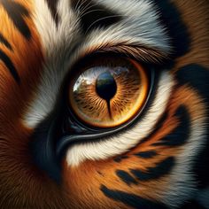 a tiger's eye is shown in this close up photo