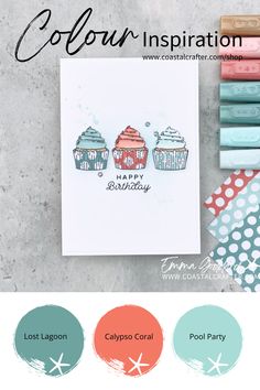 a card with cupcakes on it and the words color inspiration written in different colors