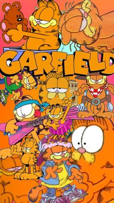 the simpsons characters are all grouped together in this cartoon character wallpapers poster, which reads garfield