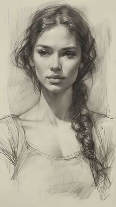 a drawing of a woman with long hair