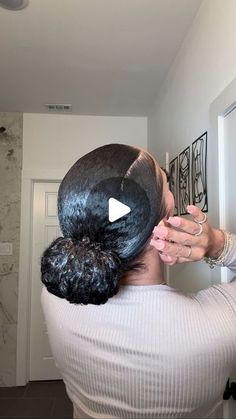 Lala Ronay on Instagram: "Products used are in my storefront ➰" Bun Hairstyles For Black Women 4c, Humidity Hairstyles For Black Hair, Braid Hair Ponytail Black Women, Low Natural Bun Black Women, Two Low Ponytails Natural Hair, Black Hair Bun Styles African Americans, Bun With 2 Strands Out, Natural Hair Bun Styles Updo, Black Women Bun Hairstyles