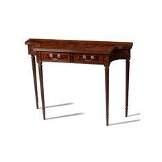 an antique console table with two drawers