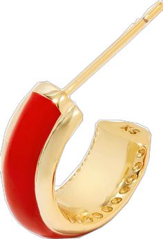 Red Hoop Pierced Earrings, Red Hoop Pierced Jewelry, Red Pierced Hoop Jewelry, Red Pierced Hoop Earrings, Yellow Gold Enamel Small Hoop Earrings, Yellow Gold Small Hoop Earrings With Enamel, Yellow Gold Small Hoop Enamel Earrings, Small Hoop Yellow Gold Enamel Earrings, Elegant Red Huggie Hoop Earrings