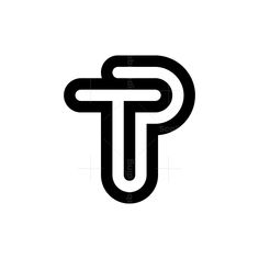 a black and white logo with the letter t