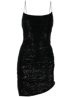 black sequin embellishment spaghetti straps round neck slip-on style thigh-length Black Glitter Dresses, Black Dress Png, Fitted Outfits, Sparkly Black Dress, Black Sequined Dress, Black Glitter Dress, Revenge Dress, Dress Png, Black Sparkly Dress