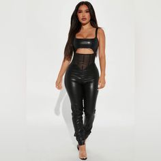 New. Never Worn. Not A Great Fit. **Please Consider Poshmark Fees** Buy More And Save! Poshmark Takes 10% And The Cost Of Gas And Travel. I Have Lowered The Price As Much As I Can Already. Thank You For Stopping By! Chic Faux Leather Jumpsuits And Rompers For Night Out, Faux Leather Jumpsuits And Rompers For Party, Fitted Faux Leather Jumpsuits And Rompers For Party, Chic Faux Leather Party Bodysuit, Fitted Faux Leather Jumpsuits And Rompers For Fall, Fitted Faux Leather Jumpsuits For Fall, Chic Black Faux Leather Jumpsuits And Rompers, Black Faux Leather Jumpsuits And Rompers For Night Out, Chic Black Faux Leather Jumpsuit