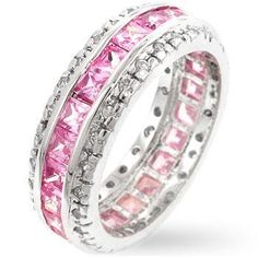 Our genuine rhodium finish is achieved using an electroplating process that coats the item with heavy layers of rhodium a close cousin to platinum which gives our jewelry a platinum luster. Pink Heart Jewelry, Pink Sparkles, Walmart Jewelry, Costume Rings, Eternity Band Ring, Fantasy Jewelry, Engagement Ring Styles, Silver Pieces, Eternity Band