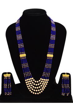 GJM Traditional original  Beads Necklace Set for Women is made of Crystal . Women love jewellery; specially traditional jewellery adore a women. They wear it on different occasion. They have special importance on ring ceremony, wedding and festive time. They can also wear it on regular basics. Make your moment memorable with this range. This jewel set features a unique one of a kind traditional embellish with antic finish. Traditional Blue Beaded Jewelry, Blue Jewelry With Colorful Beads For Festivals, Blue Temple Jewelry Necklaces For Celebration, Traditional Blue Faceted Beads, Blue Temple Jewelry Necklace For Celebration, Blue Temple Jewelry For Celebrations, Blue Polished Beads Jewelry For Wedding, Blue Beaded Round Beads Jewelry Sets, Blue Beaded Jewelry Sets With Round Beads