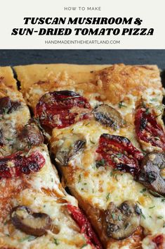 slice of homemade pizza topped with sun-dried tomatoes and mushrooms sitting on slate cutting board Pizza Oven Recipes, Handmade Pizza, Calzone Pizza, Pizza Recipes Easy, Making Homemade Pizza, Oven Recipes, Pizza Recipe