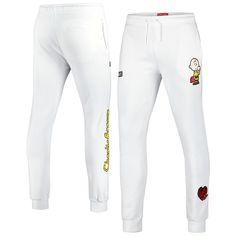 Show off your timeless love for the Peanuts with these Freeze Max jogger pants. They feature a stylized depiction of your favorite childhood series that shows you're ready to get in some nap time. The drawstring waistband and fleece lining make these joggers extra comfortable, perfect for a relaxing day on the couch or anywhere you find suitable to tucker out. White Sporty Sweatpants With Graphic Print, Sporty White Sweatpants With Graphic Print, Sportswear Cotton Sweatpants With Graphic Print, Cotton Sportswear Sweatpants With Graphic Print, Cotton Graphic Print Sweatpants Sportswear, Casual Streetwear Bottoms With Character Print, White Sporty Joggers With Letter Print, Sporty White Joggers With Letter Print, White Letter Print Sportswear Joggers