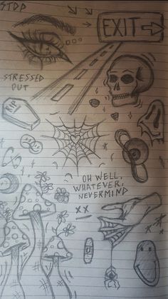 sketches Doodle Ideas Grunge Easy, Sketches When Your Bored, Grunge Notebook Ideas, Random Things To Doodle, Cool Grunge Drawings, Sketchbook Easy Drawings, Things To Draw On Your Body With Sharpie, Thirteen Drawing Ideas, Grunge Drawings Doodles