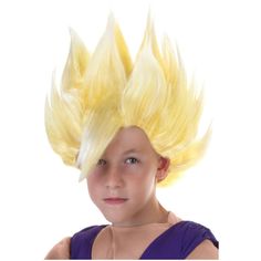 The Fun Costumes Dragon Ball Z Kid Gohan Wig The Child Gohan Super Saiyan Wig is the perfect addition to any Dragon Ball Z costume for kids. Made from 100% polyester synthetic hair, this wig is both durable and comfortable to wear. The wig is officially licensed from the Dragon Ball Z anime series, ensuring that it is an accurate representation of the character's iconic hairstyle. The wig features spikes that may require styling for best results, and the size is adjustable on a mesh style cap, m Boys Haircuts Curly Hair, Trendy Boys Haircuts, Boy Haircuts Short, Boy Haircuts Long, Goofy Face, Yellow Hair, Theme Halloween, Movie Costumes, Boys Haircuts