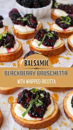 blackberry bruschetta with whipped ricotta on toasted bread