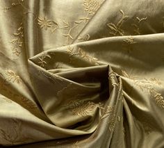 NEW Lady Aster 100% Silk Dupioni Embroidered Floral Fabric - Gold - Fancy Styles Fabric Pierre Frey Lee Jofa Brunschwig & Fils Decorating Pillows, Silk Dupioni, Silk Taffeta, Brocade Fabric, Light Turquoise, Yellow Fabric, Women Helping Women, Gold Price, Italian Fabric