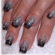 To begin the new year with a dazzling style, here are some exciting New Year nail ideas you can try to make your New Year’s Eve party truly memorable. Black And Silver Nail Designs, Nails Black And Silver, Silver Nail Designs, New Years Nail Designs, New Years Eve Nails, White Glitter Nails, Silver Nail, Homecoming Nails Acrylic, Black Nail Designs