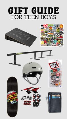 Teen boy skateboarding enthusiast with new skateboarding gear and gifts, including a skateboard deck, protective gear, and stylish skate apparel. Gifts For Skateboarders, Gift Ideas For Teen Boys, Boy Gift Ideas, Skateboarder Gifts, Tech Deck, Gifts For Teen Boys, Cool Deck, Boy Gifts