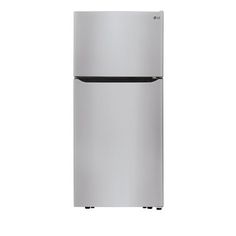 a silver refrigerator freezer sitting on top of a white wall