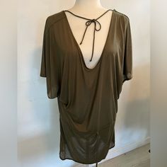 Prana Olive Green Dress. Medium With Tags Casual V-neck Tunic For Brunch, Casual Mini Length Tunic For Summer, Summer V-neck Tunic For Brunch, Summer V-neck Tunic For Day Out, Elegant Summer Tunic For Day Out, Elegant Tunic For Summer Day Out, Casual Mini Length Tunic For Beach, Elegant Short Sleeve Tunic For The Beach, Elegant Short Sleeve Beach Tunic