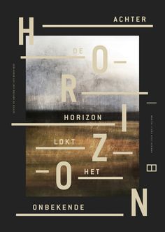 an abstract poster with the words horizon, horizon and horizon