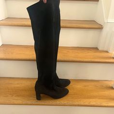 For Sale Is A Pair Of Gorgeous Valentino Garavani Over-The-Knee Boots. Super Sexy Yet Comfortable For Walking (Only 3 Inch Heel). Black Suede. Made In Italy. Size 37.5. Pre-Loved Condition. Valentino Garavani Shoes, Black Suede Boots, 3 Inch Heels, Suede Boots, Over The Knee Boots, Over The Knee, Valentino Garavani, Black Suede, Knee Boots