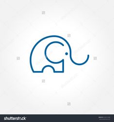 an elephant logo on a white background, with blue lines in the shape of an elephant's trunk