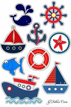 various stickers that include boats and ships