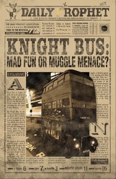 an old newspaper with the words knight bus mad fun or muggle mence?