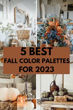 fall color palettes Fall 2023 Paint Trends, Fall Decoration Ideas 2023, French Fall Decorating, Decor For Fall Living Room, 2023 House Decor Trends Living Room, Fall Table Decor Farmhouse, Non Orange Fall Decor, Fall 2023 Porch Decor, Fall 2023 Table Decor