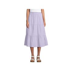 Step into a stylish look with this women's Lands' End poplin pull-on tiered eyelet midi skirt.Click on this WOMEN'S GUIDE to find the perfect fit and more! Step into a stylish look with this women's Lands' End poplin pull-on tiered eyelet midi skirt. Click on this WOMEN'S GUIDE to find the perfect fit and more! FEATURES No closure - pull-on styling Side seam pockets Shirred tier layersFIT & SIZING 29-in. length Loose fit Elastic waistband Midi length hits below the kneeFABRIC & CARE Cotton Machine wash Imported Size: Small. Color: Lilac Frost. Gender: female. Age Group: adult. Spring Daywear Tiered Skirt, Casual Daywear Skirt With Ruffle Hem, Tiered Skirt For Spring Day Out, Spring Day Out Tiered Skirt, Layered Fits, Plus Size Shorts, Lands End, Bottom Clothes, Midi Length