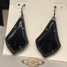 Kendra Scott Alex Drop Earring We Will Accept Reasonable Offer, But No Offer Will Be Accepted For Bundle Deals, All Bundles Will Have 15% Discount Apply Automatically. - Black Opaque - Gunmetal Tone - 1.5” L X 1”W On Ear Wire Brand New With Tag, Will Come With Holder & Pouch, No Gift Box Black Metal Earrings With Oxidized Finish, Elegant Black Oxidized Finish Earrings, Black Oxidized Metal Earrings, Black Drop Earrings, Jewelry Kendra Scott, Kendra Scott Jewelry, Drop Earring, Kendra Scott, Ear Wire