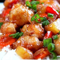 sweet and sour chicken with pineapple, carrots & peppers