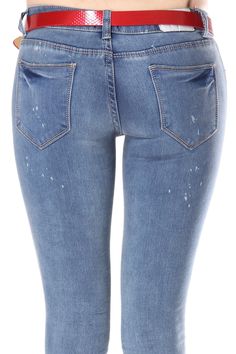 98% cotton 2% Spandex Spring Distressed Fitted Jeans, Fitted Distressed Jeans For Spring, Trendy Stretch Jeans With Frayed Hem, Stretch Ripped Washed Blue Jeans, Fitted Washed Blue Jeans With Frayed Hem, Distressed Stretch Jeans For Summer, Ripped Fitted Cotton Jeans, Summer Stretch Distressed Jeans, Fitted Ripped Cotton Jeans