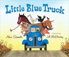 the children's book is about little blue truck with animals riding on top of it