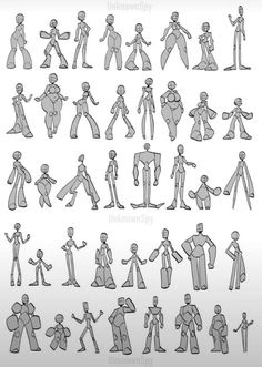 an image of people in different poses and postures for the animation character model sheet