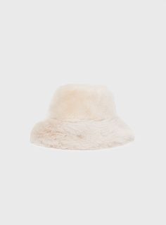 Plush bucket hat  Short soft brim, fully lined  100% polyester Casual Brimmed Hat With Plush Lining, Winter Bucket Hat With Faux Fur Lining, Casual Brimmed Hat With Faux Fur Lining, Trendy Winter Bucket Hat With Flat Brim, White Winter Bucket Hat With Short Brim, Beige Curved Brim Bucket Hat For Winter, White Short Brim Bucket Hat For Winter, Trendy Winter Cloche Hat With Flat Brim, Faux Fur Lined Brimmed Bucket Hat